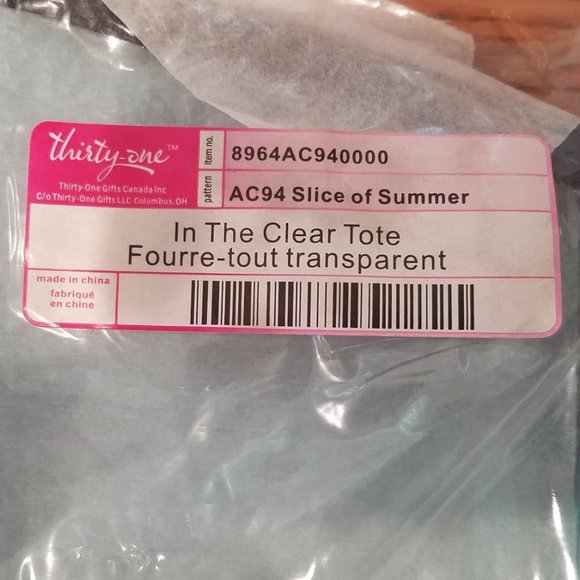 Thirty One In The Clear Tote*Slice of Summer* NWOT - Picture 5 of 7